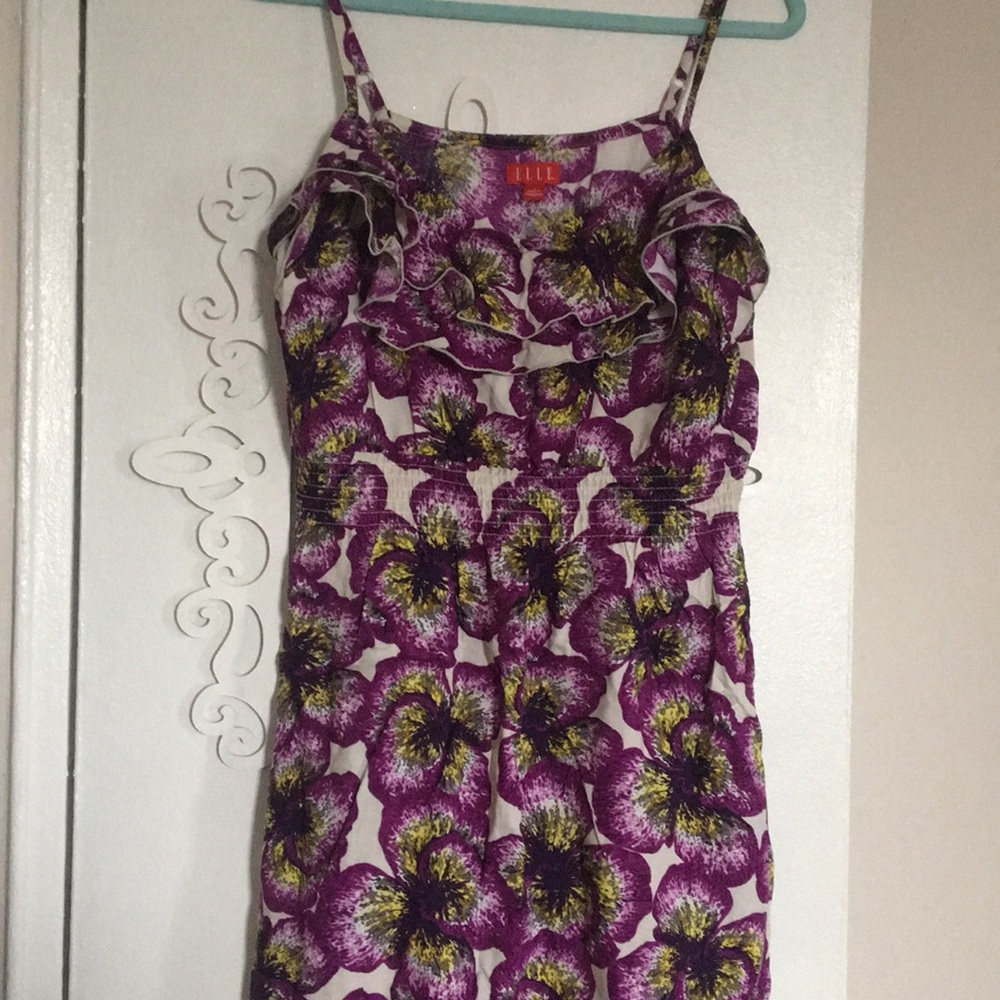 Purple/yellow floral dress with pockets